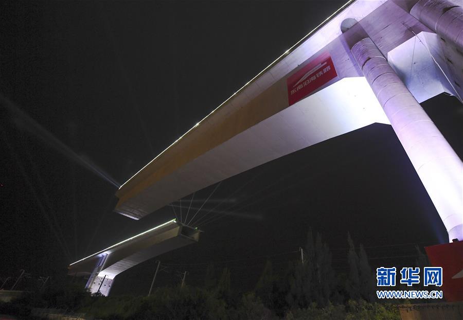(經濟)(7)新建福廈鐵路西溪特大橋跨杭深鐵路轉體梁成功轉體
